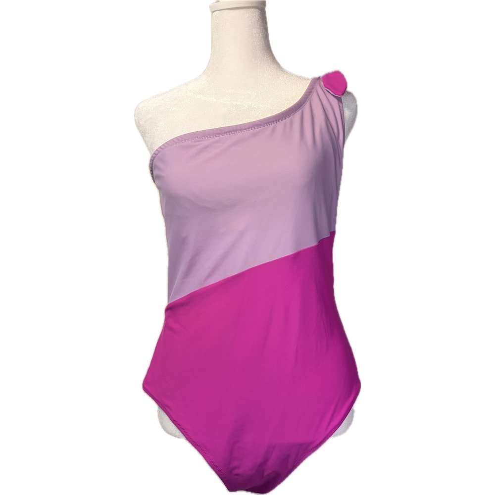 Old‎ Navy Womens One Piece  One Shoulder Strap Swim Pink Purple L